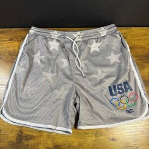 Kith USA Olympic Stars Grey Mesh Athletic Shorts Mens Large